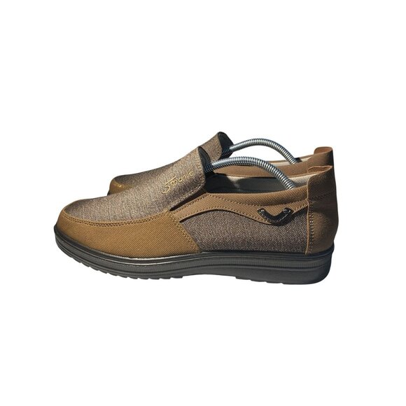 Unbranded Men's size 250 (US 8) brown dual-Tone Fabric Design Slip-on shoes - Picture 3 of 8